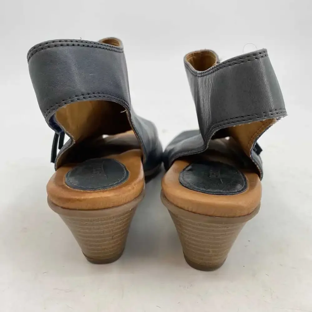 Earth Blue Kristy Leather Heeled Peep Toe Booties | Women’s Size 8